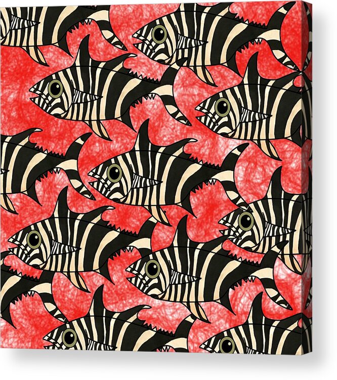 Fish Acrylic Print featuring the mixed media Zebra Fish 5 by Joan Stratton