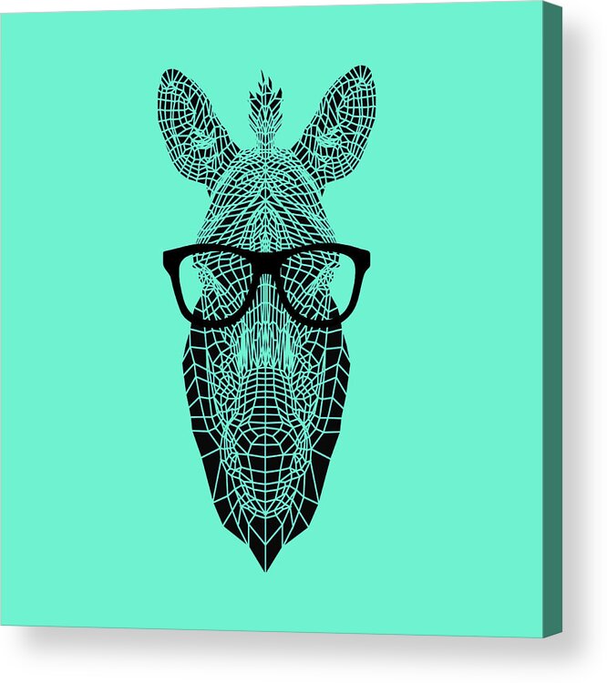 Zebra Acrylic Print featuring the digital art Zebra in Glasses by Naxart Studio