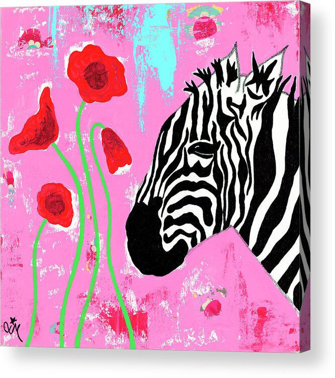 Animals Acrylic Print featuring the painting Zebra by Jennifer Mccully