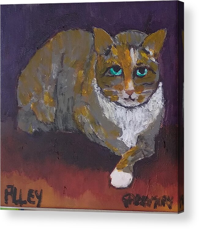 Cat Acrylic Print featuring the painting Alley #1 by Gabby Tary