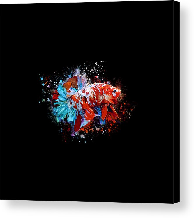 Artistic Acrylic Print featuring the digital art Artistic Galaxy Koi Betta Fish by Sambel Pedes