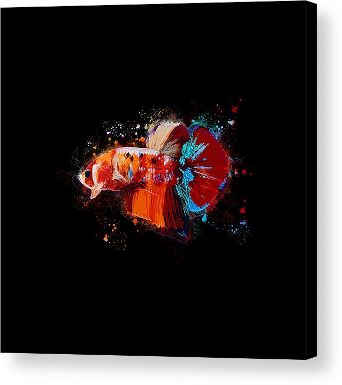 Artistic Acrylic Print featuring the digital art Artistic Nemo Multicolor Betta Fish #1 by Sambel Pedes