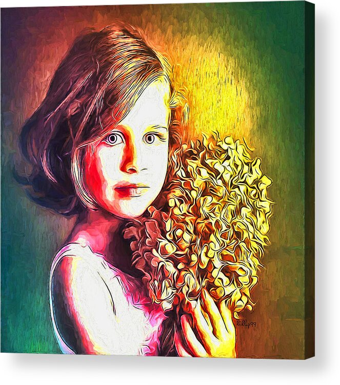 Paint Acrylic Print featuring the painting Child portrait 4 #1 by Nenad Vasic