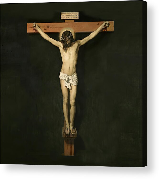 Jesus Acrylic Print featuring the mixed media Crucifixion #2 by Diego Velazquez