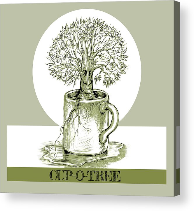Coffee Acrylic Print featuring the mixed media Cup O Tree #1 by Greg Joens