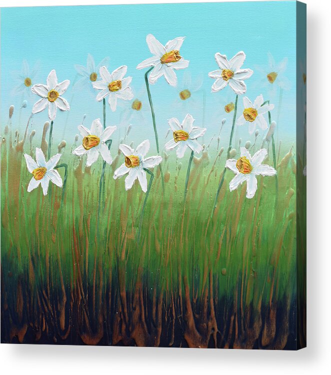 Daffodils Acrylic Print featuring the painting Daffodils by Amanda Dagg