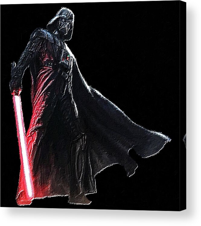 Darth Vader Acrylic Print featuring the painting Darth Vader Star Wars by Tony Rubino