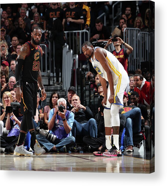 Playoffs Acrylic Print featuring the photograph Kevin Durant and Lebron James by Nathaniel S. Butler