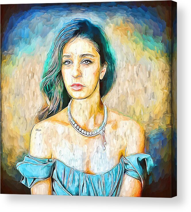 Paint Acrylic Print featuring the painting Lina portrait #1 by Nenad Vasic