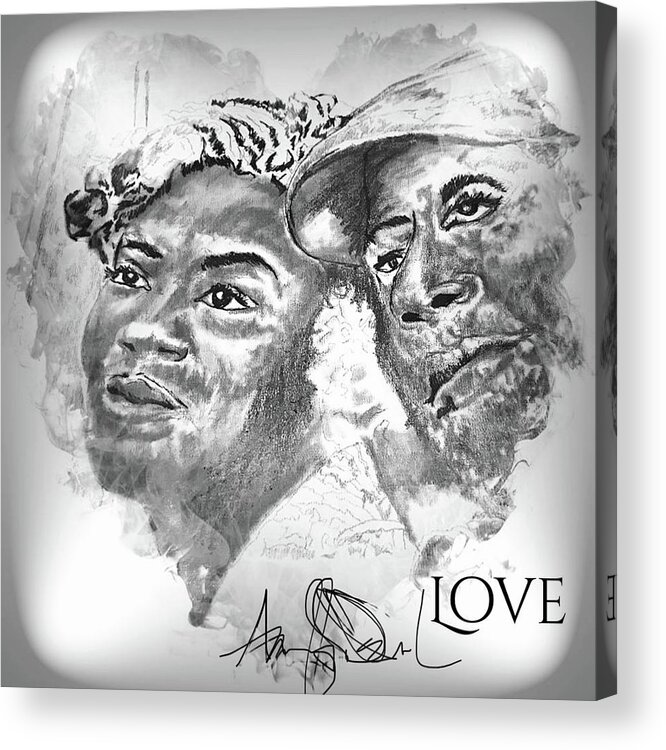  Acrylic Print featuring the drawing Love by Angie ONeal