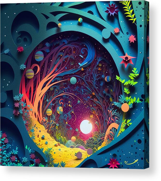 Quilling Acrylic Print featuring the mixed media Planetary #1 by Jay Schankman