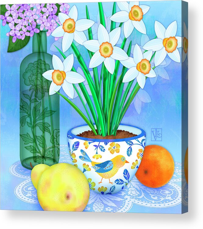 Spring Acrylic Print featuring the digital art Spring's Floral Promise #2 by Valerie Drake Lesiak
