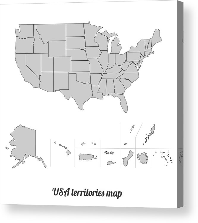 Education Acrylic Print featuring the drawing USA territories map #1 by Calvindexter