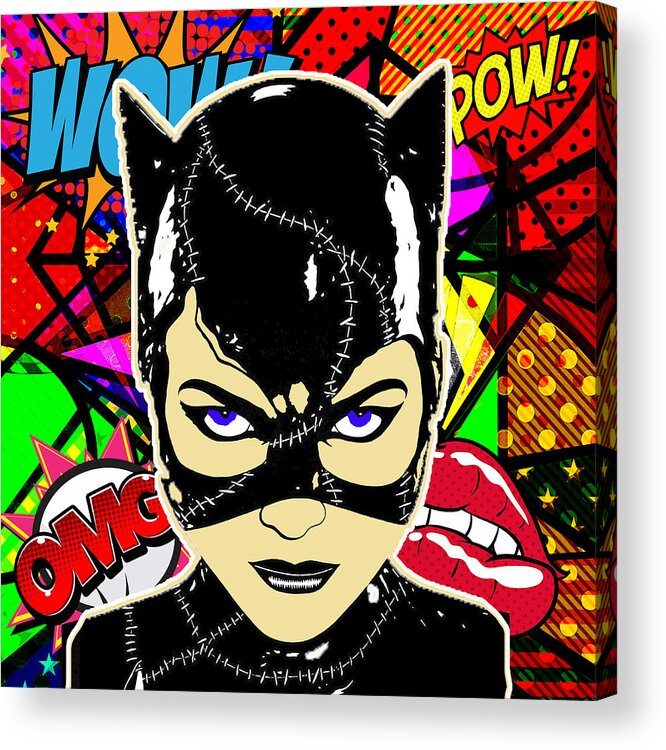 Catwoman Acrylic Print featuring the mixed media Catwoman #18 by Marvin Blaine