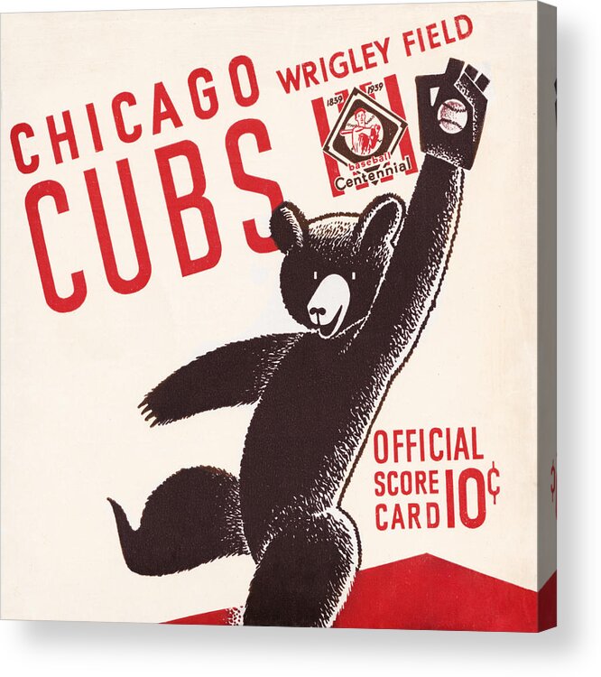 Chicago Acrylic Print featuring the mixed media 1939 Chicago Cubs Score Card Art by Row One Brand