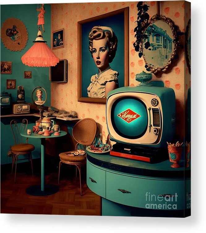 50s Kitsch Acrylic Print featuring the mixed media 50s Kitsch by Jay Schankman