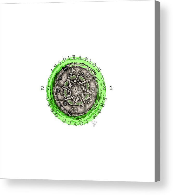 Mandala Acrylic Print featuring the mixed media Inspiration from Loved Ones Green Mandala by Brenna Woods