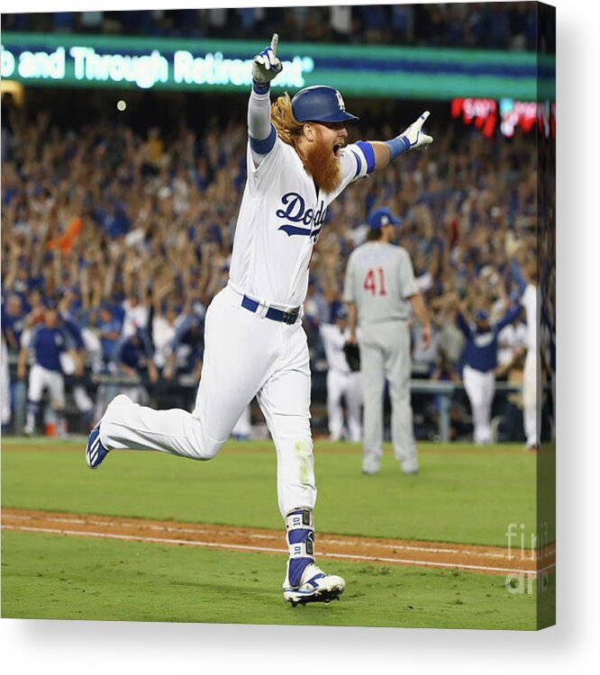 Game Two Acrylic Print featuring the photograph Justin Turner by Ezra Shaw