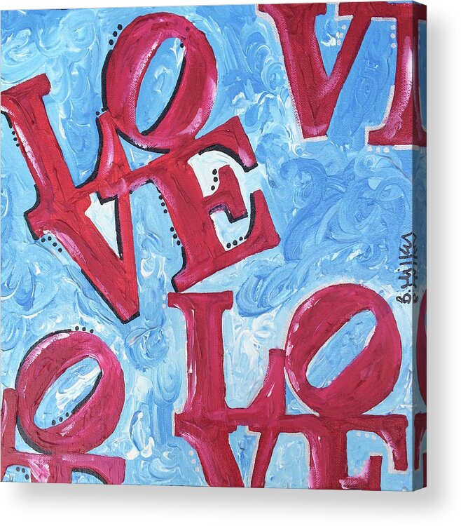 Love Acrylic Print featuring the painting Blue Red Love by Britt Miller