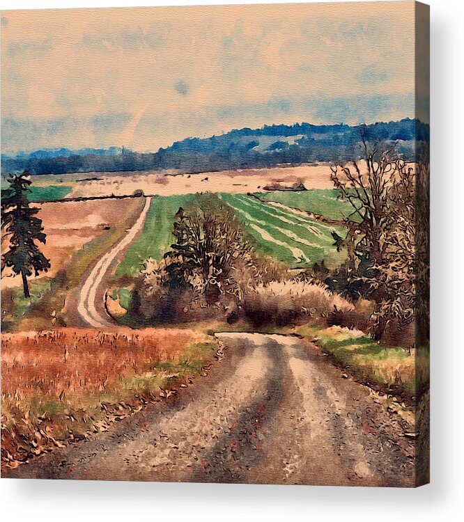 Rural Acrylic Print featuring the mixed media The Way Home #2 by Bonnie Bruno