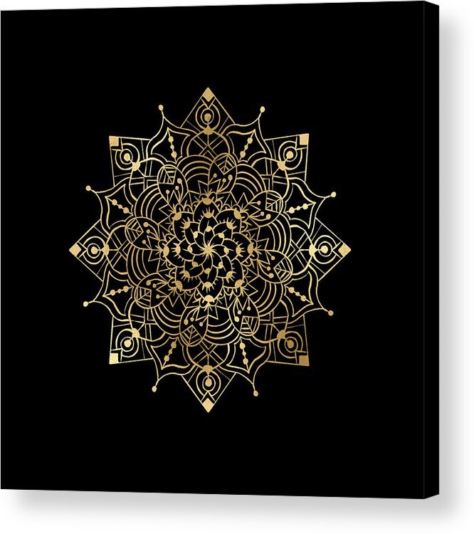 Mandala Acrylic Print featuring the digital art Golden Mandala #3 by Sambel Pedes