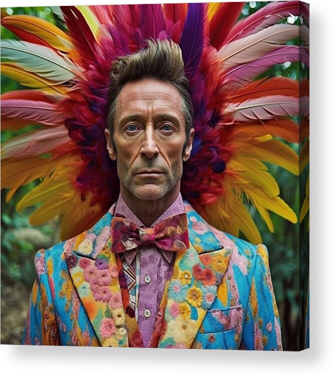 Hugh Jackman As A Whimsical Humanoids Superb Art Acrylic Print featuring the painting Hugh Jackman as a whimsical humanoids superb by Asar Studios #3 by Celestial Images