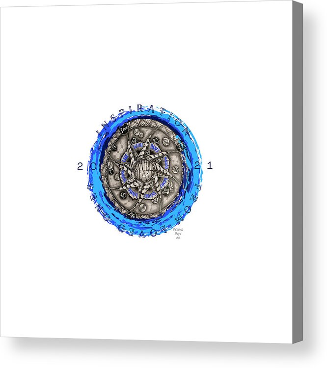 Mandala Acrylic Print featuring the mixed media Inspiration from Loved Ones Blue Mandala by Brenna Woods