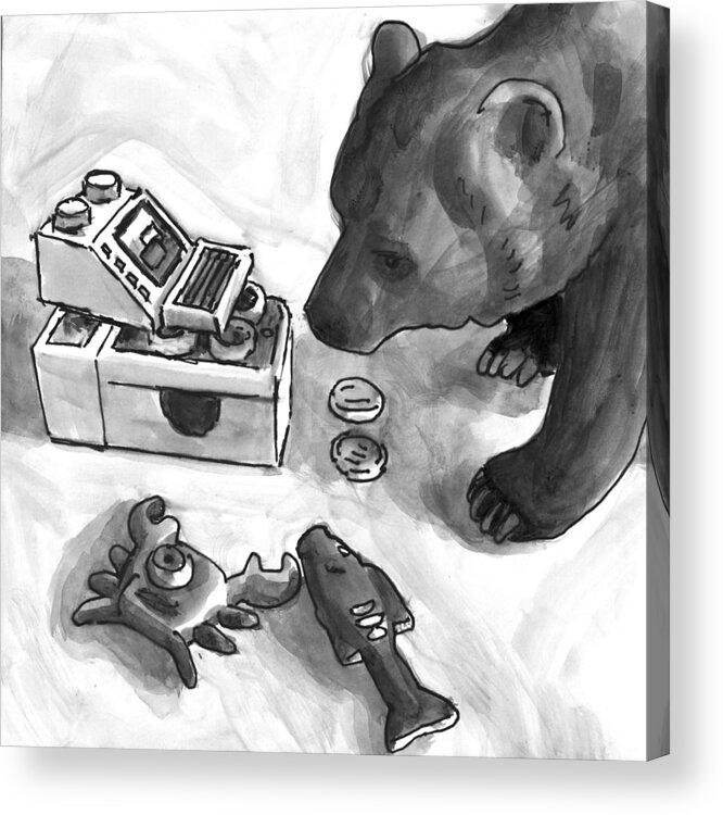 India Ink Acrylic Print featuring the painting A bear market by Tim Murphy