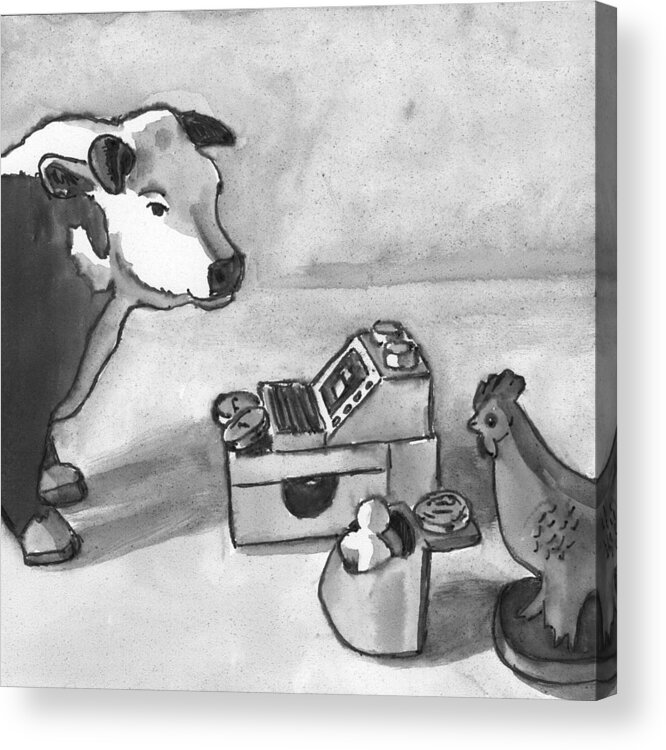 India Ink Acrylic Print featuring the painting A bull market by Tim Murphy