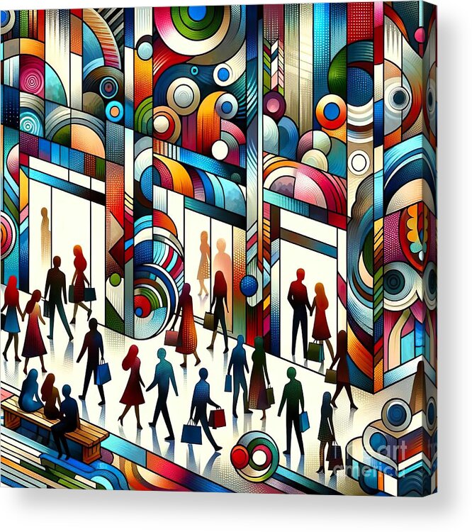 Abstract Collage Acrylic Print featuring the digital art A collage of window shopping -2 by Movie World Posters