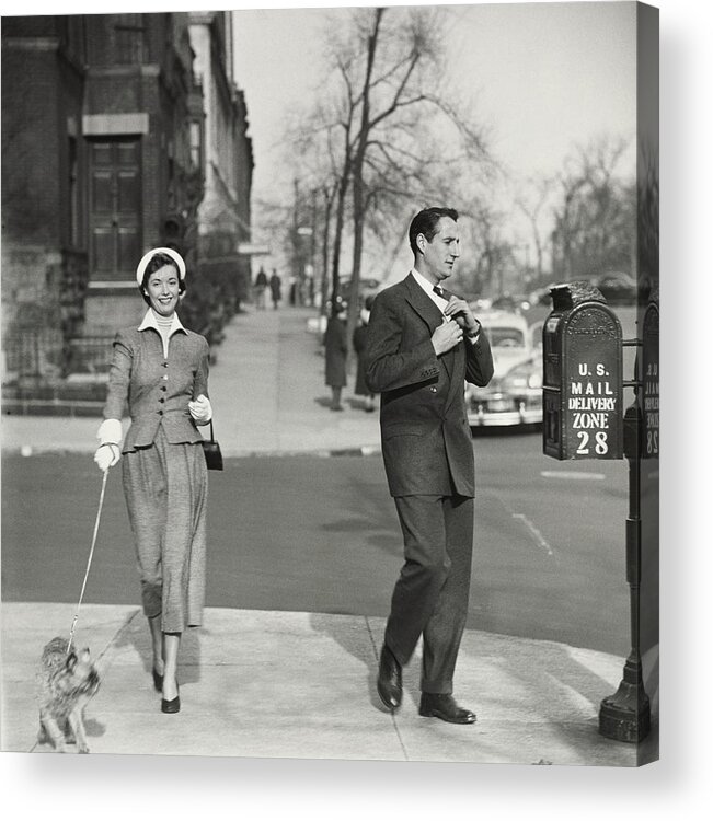 Couple Acrylic Print featuring the photograph A Couple Mailing A Letter In New York City by Frances McLaughlin-Gill