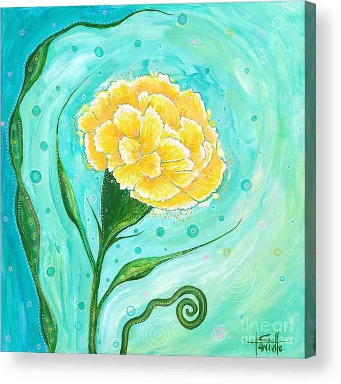 Yellow Carnation Acrylic Print featuring the painting A Flower for My Flower by Tanielle Childers
