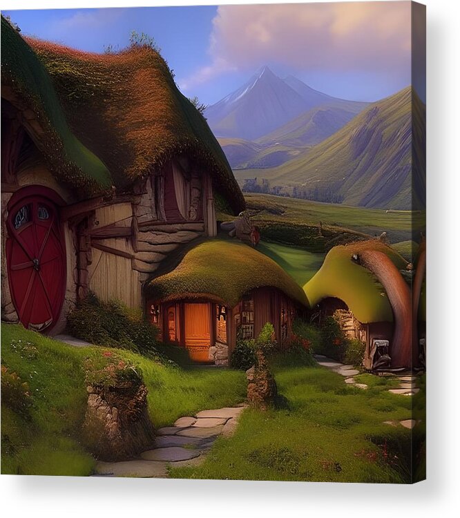 Hobbits Acrylic Print featuring the digital art A Hobbits Home by Angela Hobbs