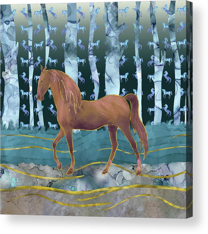 Horse Acrylic Print featuring the photograph A Horse in a Forest of Dreams by Andreea Dumez