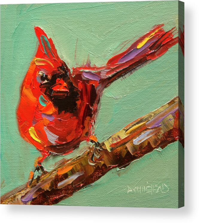 Bird Acrylic Print featuring the painting A Little Bit of Red by Diane Whitehead