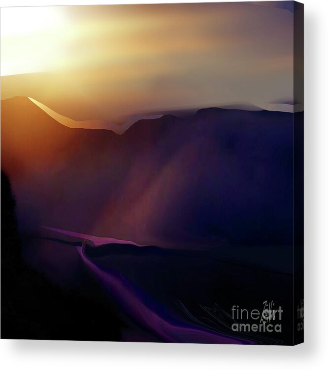 Square Acrylic Print featuring the mixed media A Path to Amber Skies by Zsanan Studio