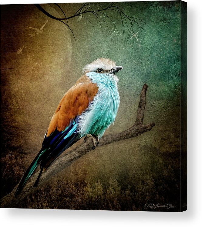 Bird Acrylic Print featuring the digital art A Pause in Time by Maggy Pease