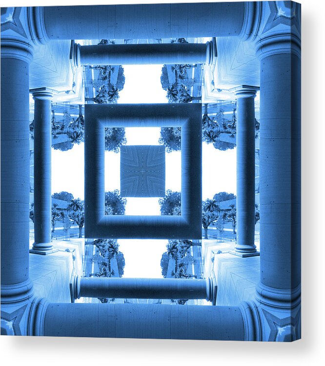 Pillars Acrylic Print featuring the photograph Abstract Columns 11 in Blue by Mike McGlothlen