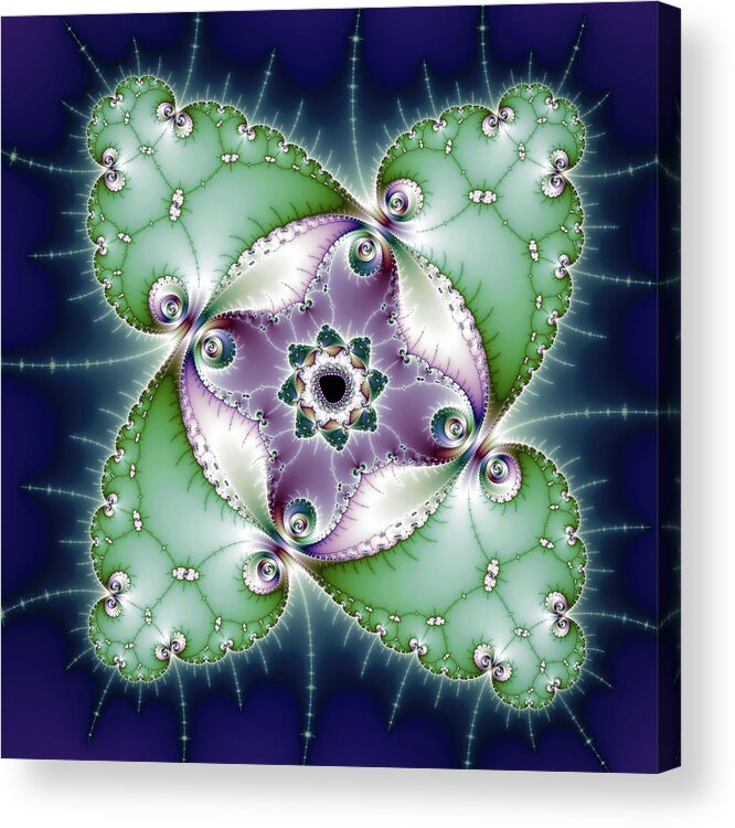 Fractal Acrylic Print featuring the digital art Abstract Fractal Art Green Purple Blue by Matthias Hauser