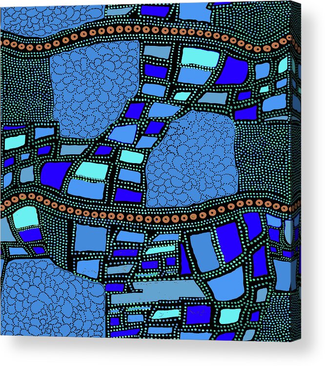African Landscape Acrylic Print featuring the digital art African Landscape Viewed from the Sky by Vagabond Folk Art - Virginia Vivier