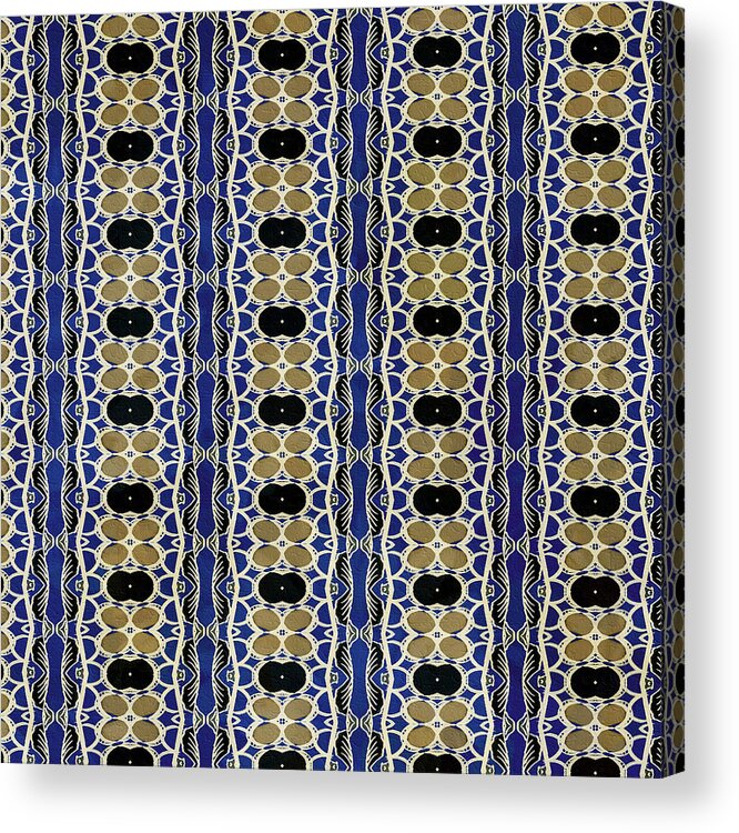 African Acrylic Print featuring the digital art African Leaf Stripe Print Indigo by Sand And Chi