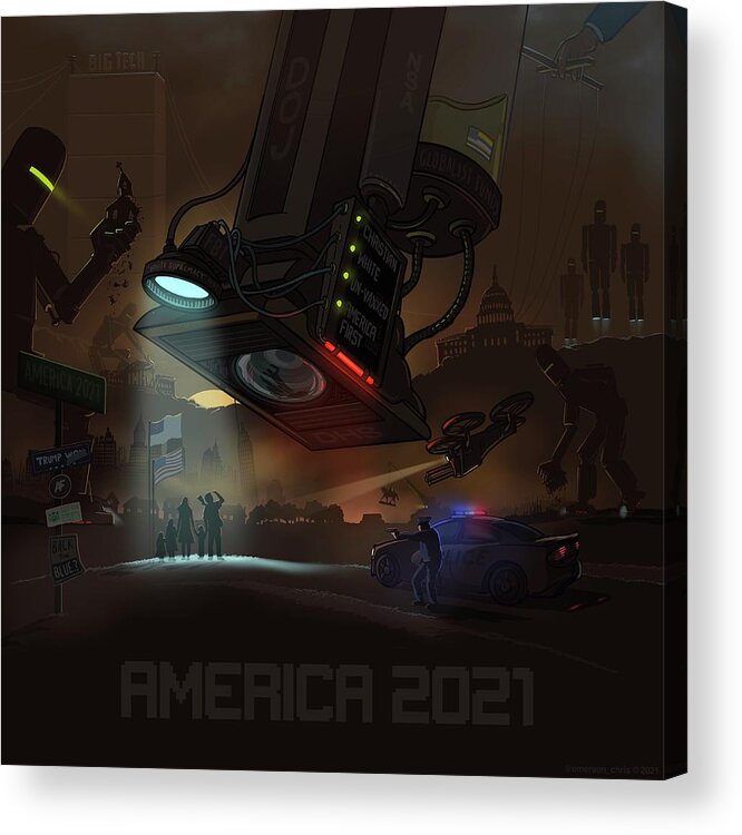 Globalist American Empire Acrylic Print featuring the digital art America 2021 with title by Emerson Design