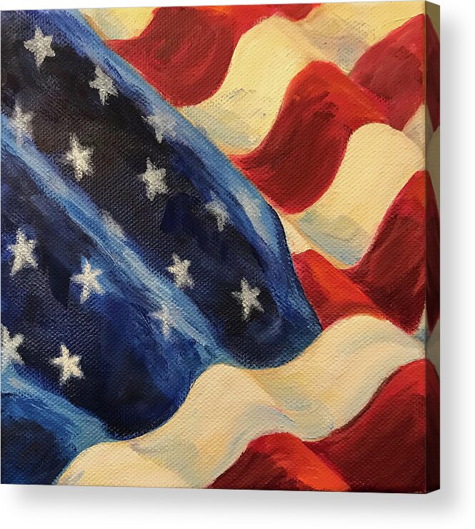 American Flag Acrylic Print featuring the painting American Flag by Sherrell Rodgers