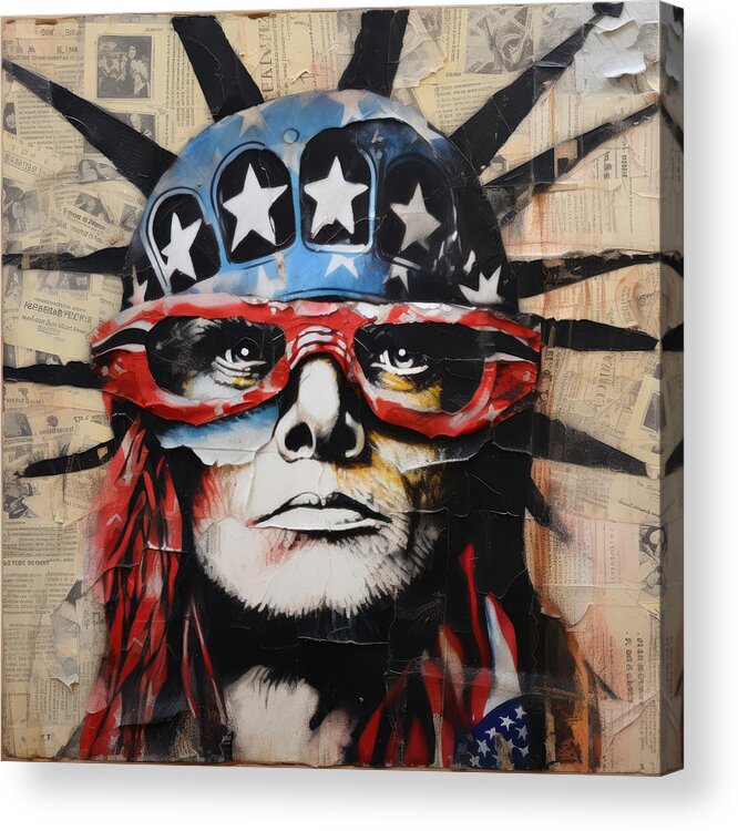 Liberty Acrylic Print featuring the mixed media Anarchy 2024 by My Head Cinema
