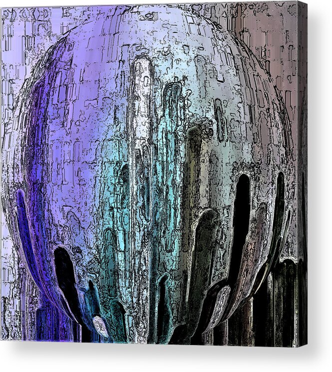 Digital Acrylic Print featuring the digital art Ancient Globe No.1 by Ronald Mills