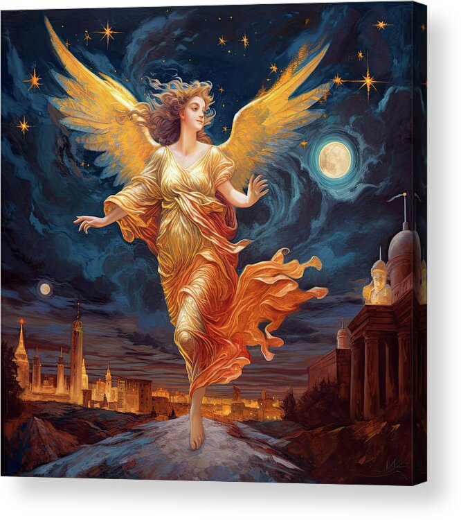 Angel Acrylic Print featuring the digital art Angel Dream 04 Glory Night by Matthias Hauser