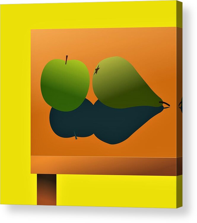 Apple Acrylic Print featuring the digital art Apple and Pear by Fatline Graphic Art