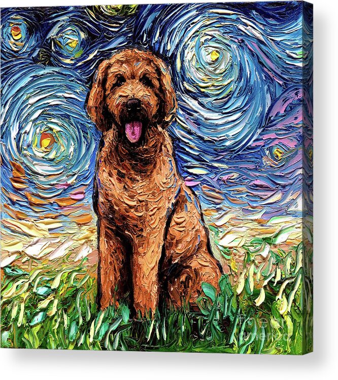 Apricot Acrylic Print featuring the painting Apricot Goldendoodle by Aja Trier
