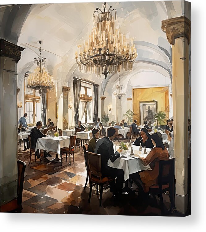 Venetian Dining Room Acrylic Print featuring the painting Arlington Hotel Hot Springs Arkansas by Lourry Legarde