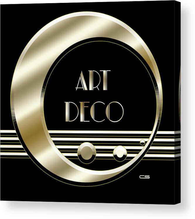 Artdeco Logo Gold Acrylic Print featuring the digital art Art Deco Logo - Black and Gold by Chuck Staley